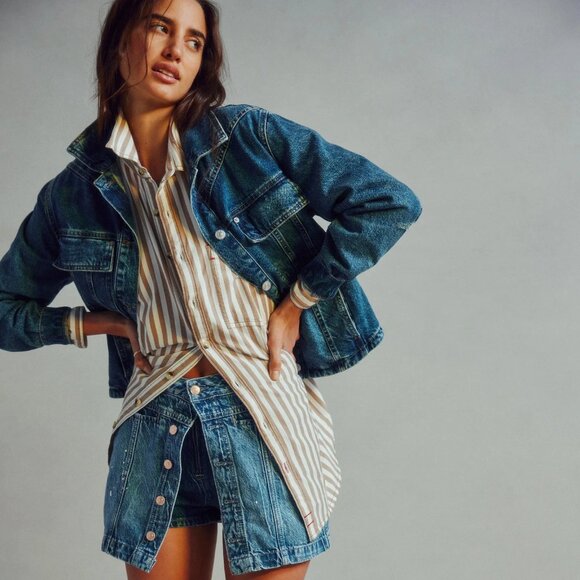 Free People Jackets & Blazers - Free People Denim Jacket Jean Distressed Boho size S Casual